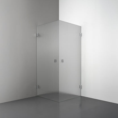 ROOH R4 Duschhörna Dörr + Dörr i räfflat glas med beslag i krom och knopp