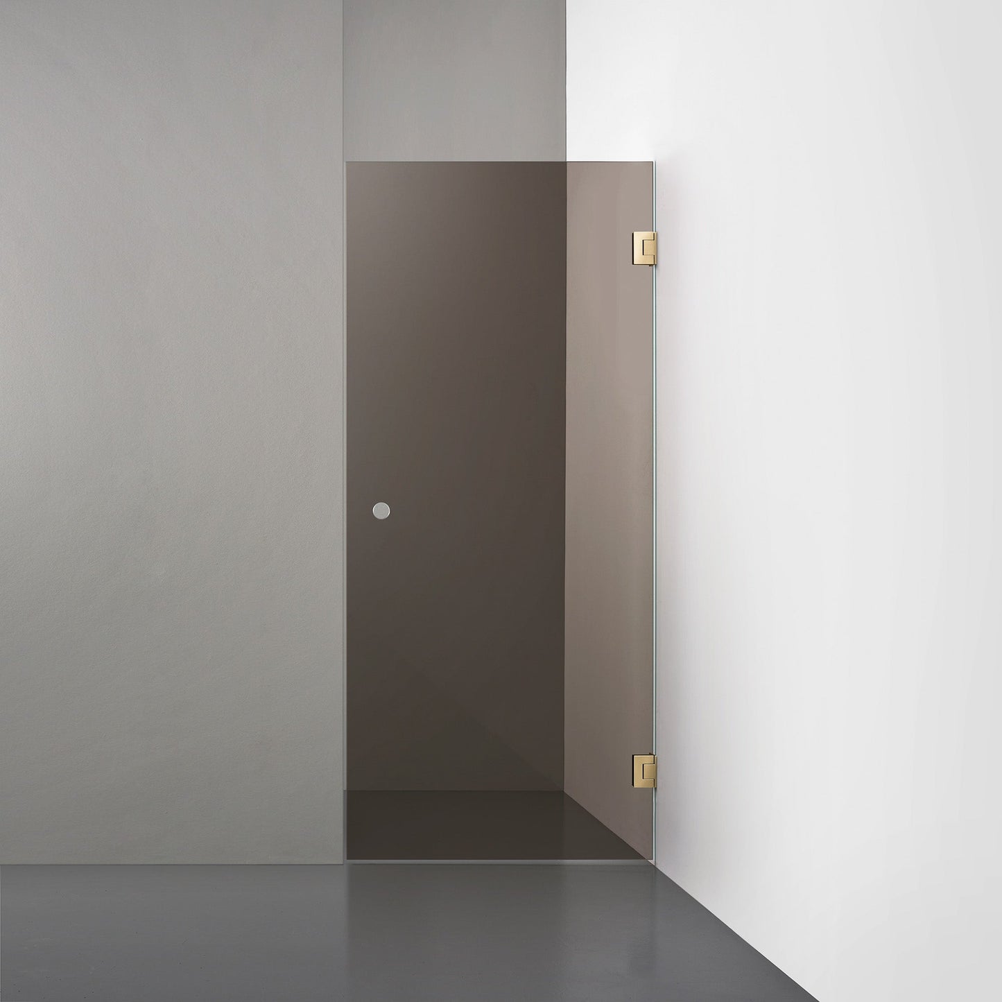 ROOH R4 Duschnisch Dörr i bruntonat glas med beslag i mässing och hålgrepp