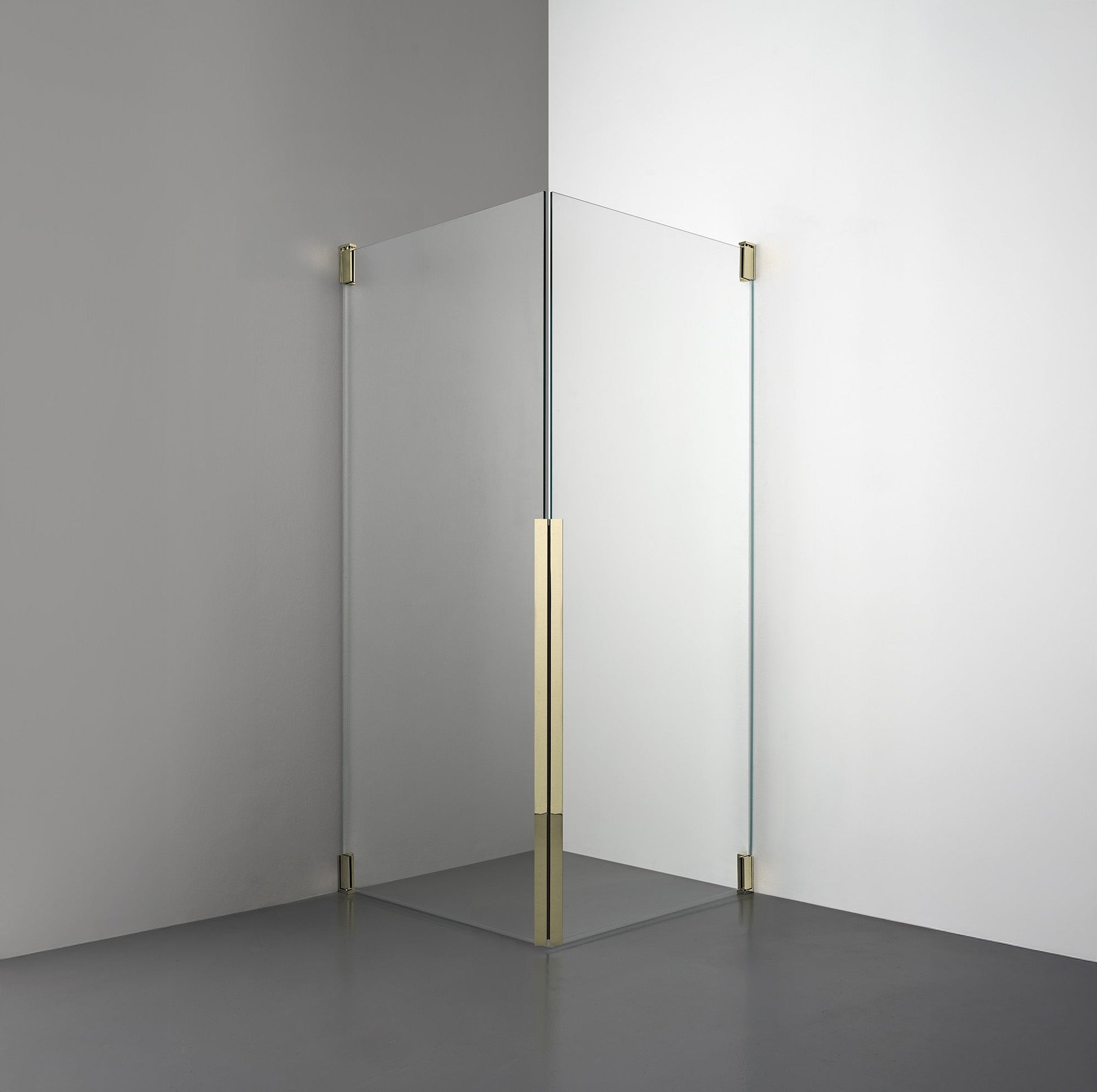 ROOH R2 Duschhörna Dörr + Dörr i extraklart glas med beslag i honungsguld