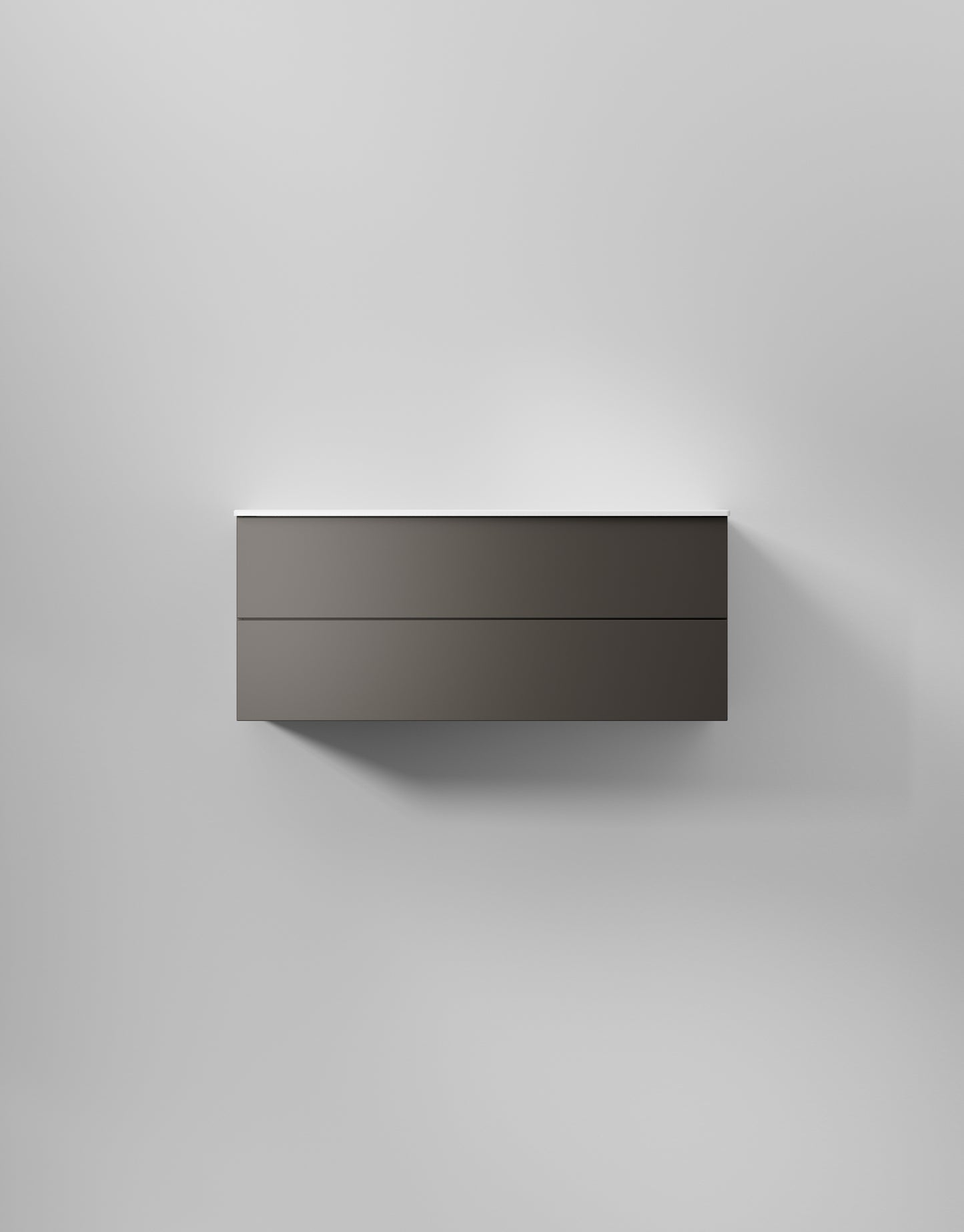 INR Kommod Core Solid 120 i Carbon Grey (art.nr 376553), visad med tvättställ som säljs separat. Bild: INR