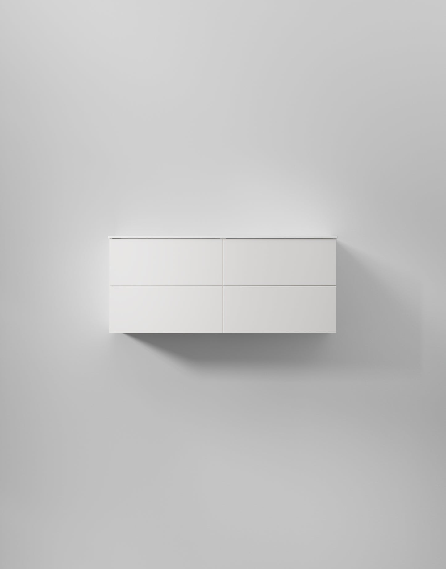 INR Kommod Core Solid 120 D i Pure White (art.nr 376616), visad med tvättställ som säljs separat. Bild: INR