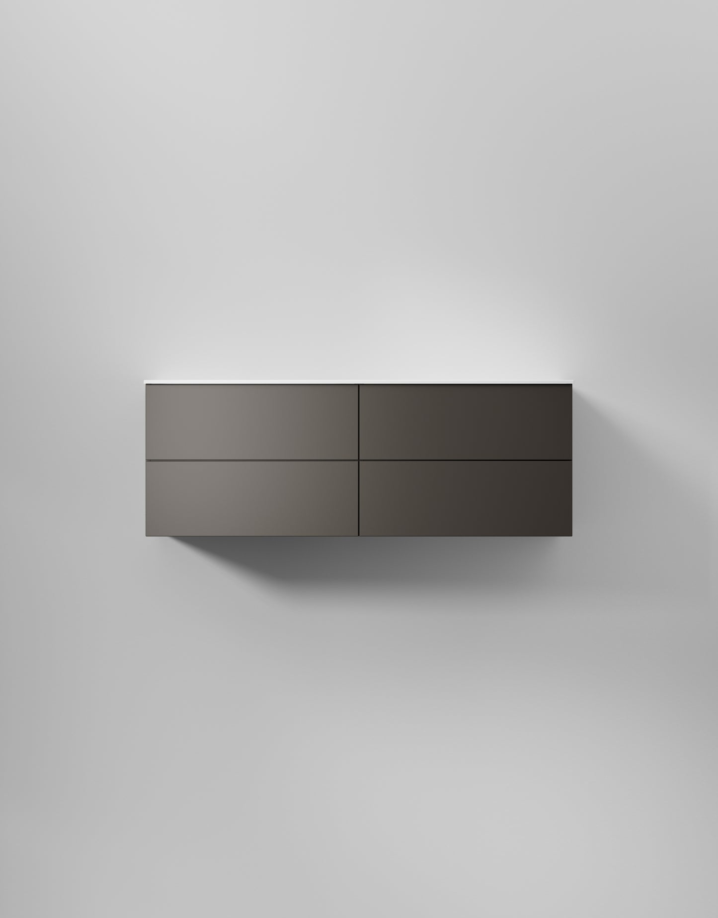 INR Kommod Core Solid 140 D i Carbon Grey (art.nr 376753), visad med tvättställ som säljs separat. Bild: INR