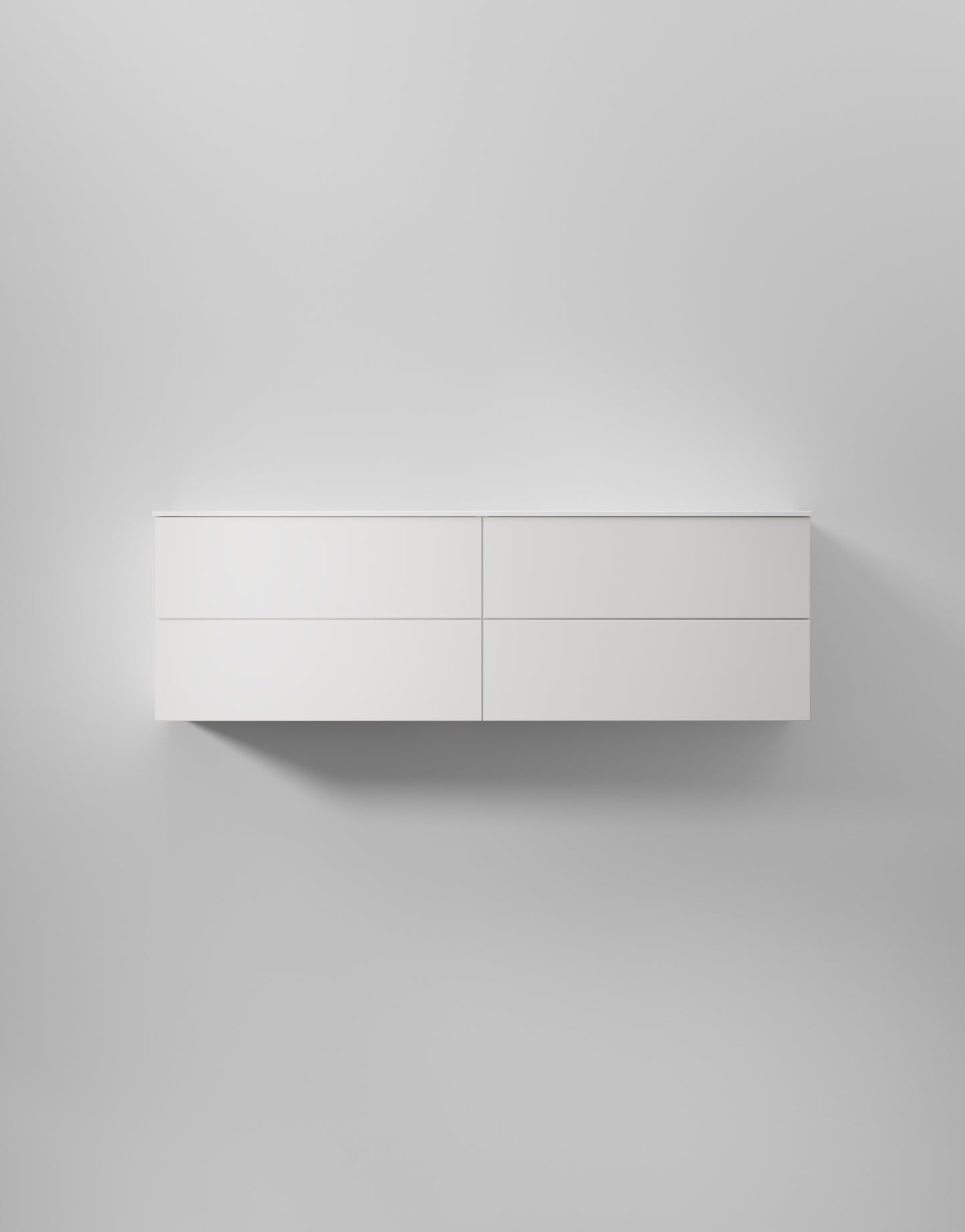 INR Kommod Core Solid 160 D i Pure White (art.nr 376816), visad med tvättställ som säljs separat. Bild: INR