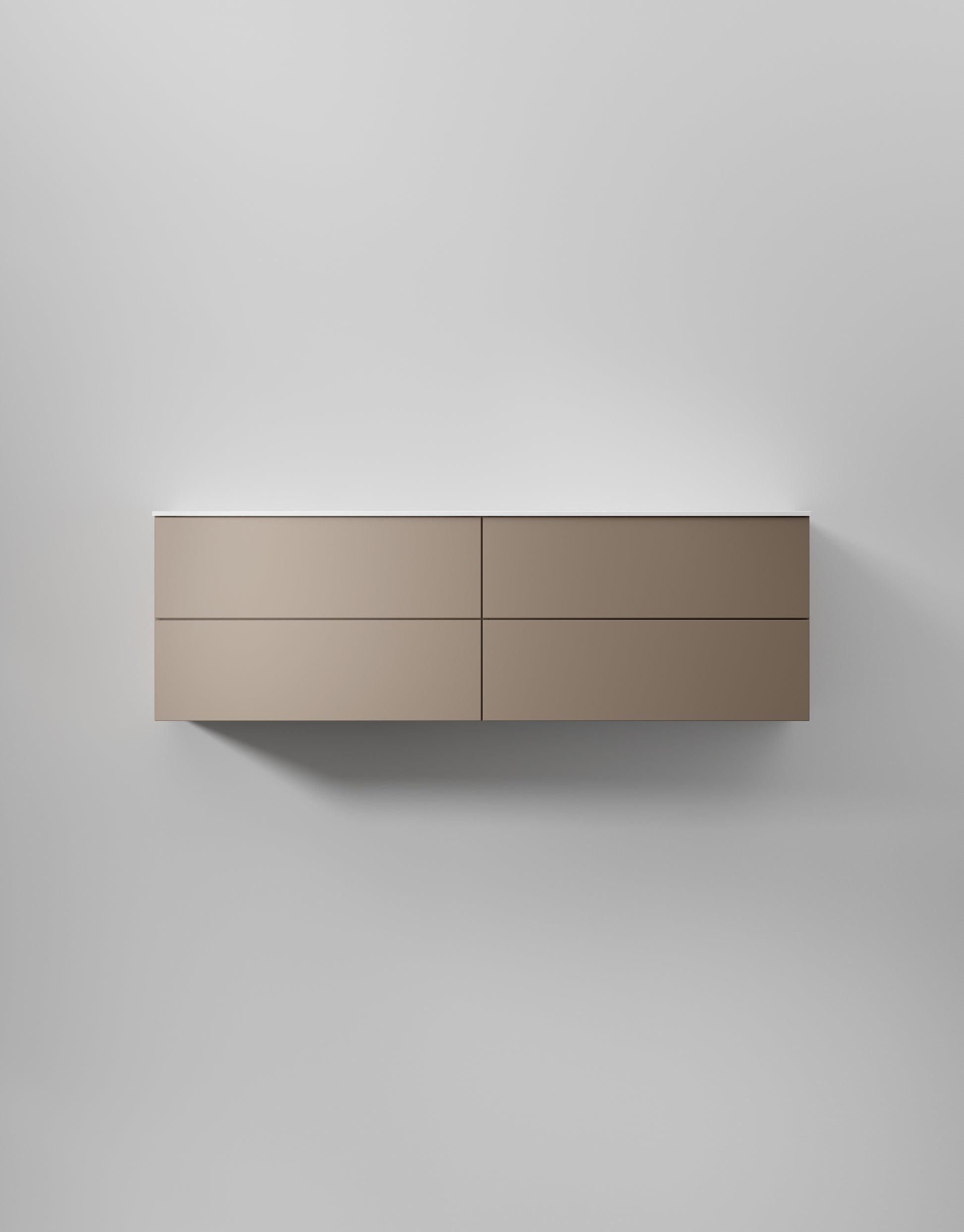 INR Kommod Core Solid 160 D i Warm Clay (art.nr 376855), visad med tvättställ som säljs separat. Bild: INR