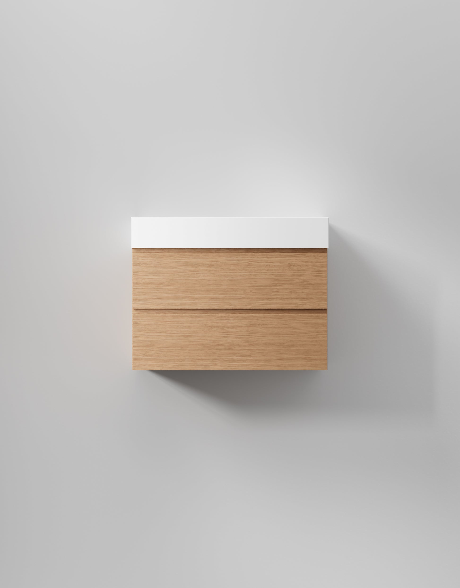 INR Kommod Core Grip 80 – Natural Oak, 2 Lådor, visad med tvättställ Sharp 80 (art.nr 378334; tvättställ säljs separat). Bild: INR