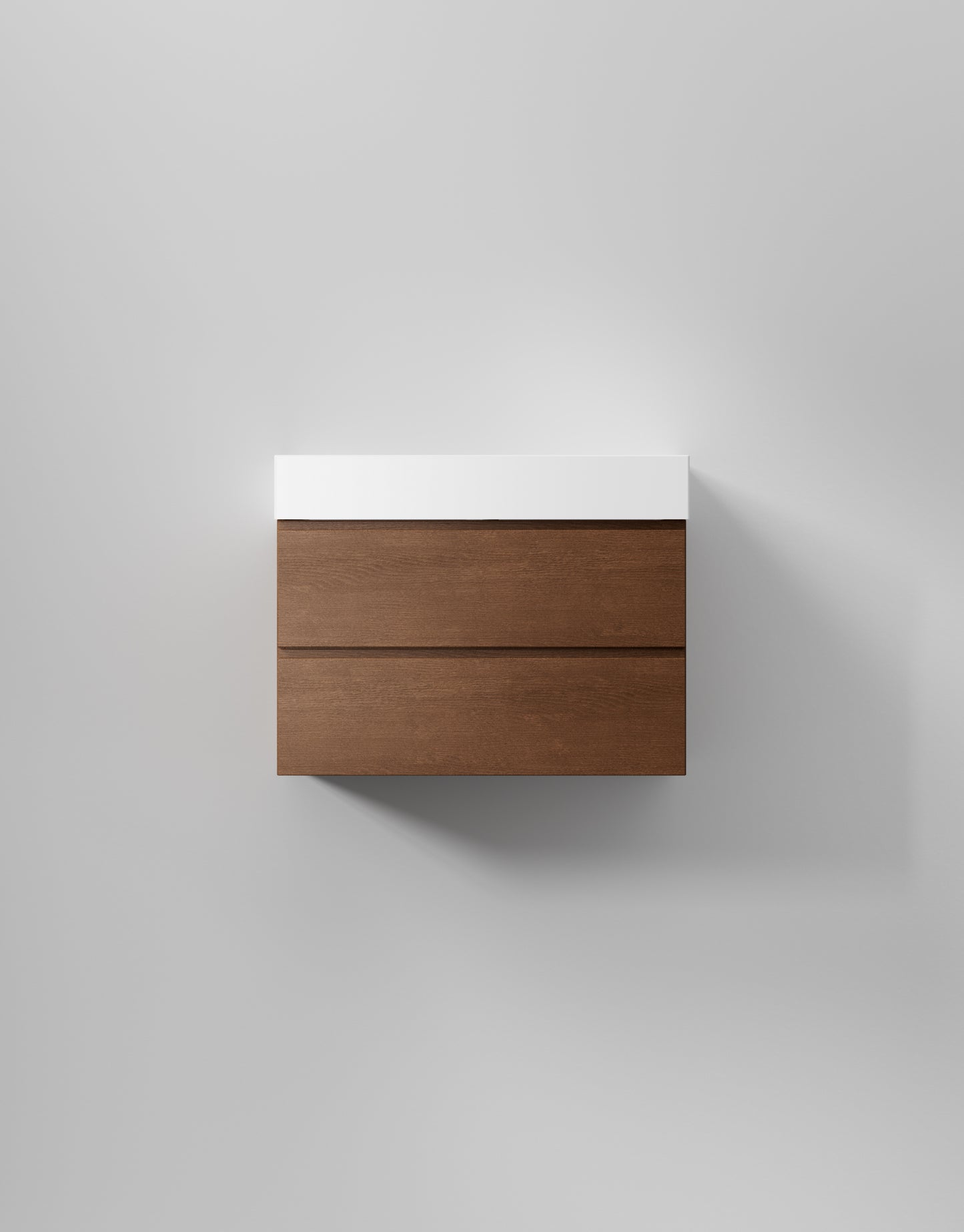 INR Kommod Core Grip 80 – Dark Oak, 2 Lådor, visad med tvättställ Sharp 80 (art.nr 378338; tvättställ säljs separat). Bild: INR