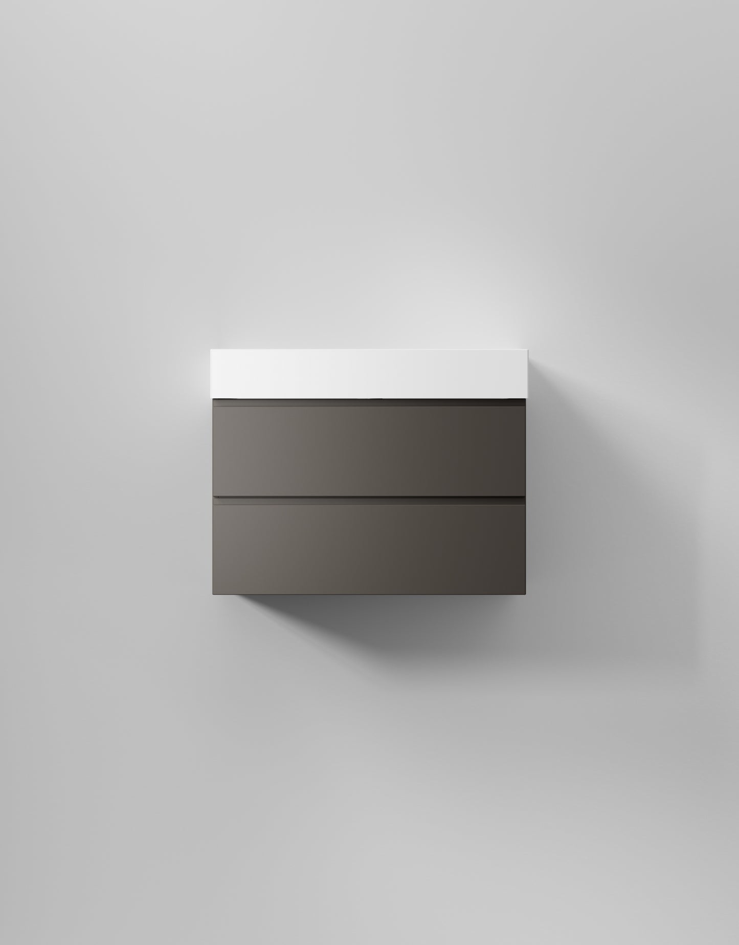 INR Kommod Core Grip 80 – Carbon Grey, 2 Lådor, visad med tvättställ Sharp 80 (art.nr 378353; tvättställ säljs separat). Bild: INR