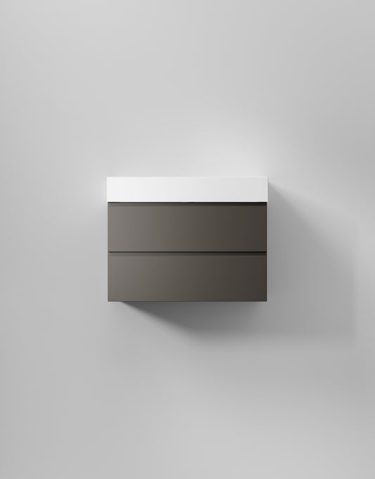 INR Kommod Core Grip 80 – Carbon Grey, 2 Lådor, visad med tvättställ Sharp 80 (art.nr 378353; tvättställ säljs separat). Bild: INR