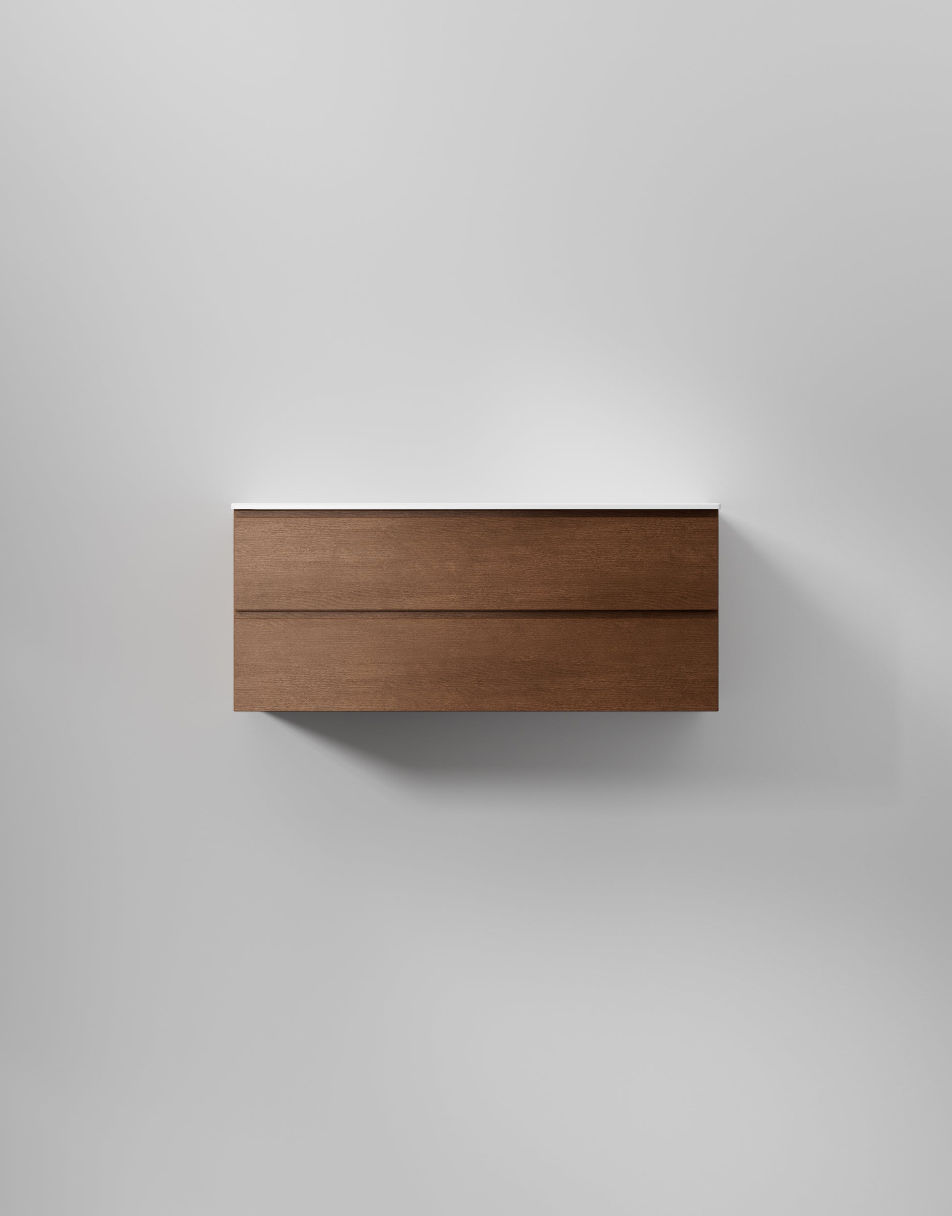 INR Kommod Core Grip 120 – Dark Oak, 2 Lådor, visad med tvättställ Soft 120 (art.nr 378538; tvättställ säljs separat). Bild: INR