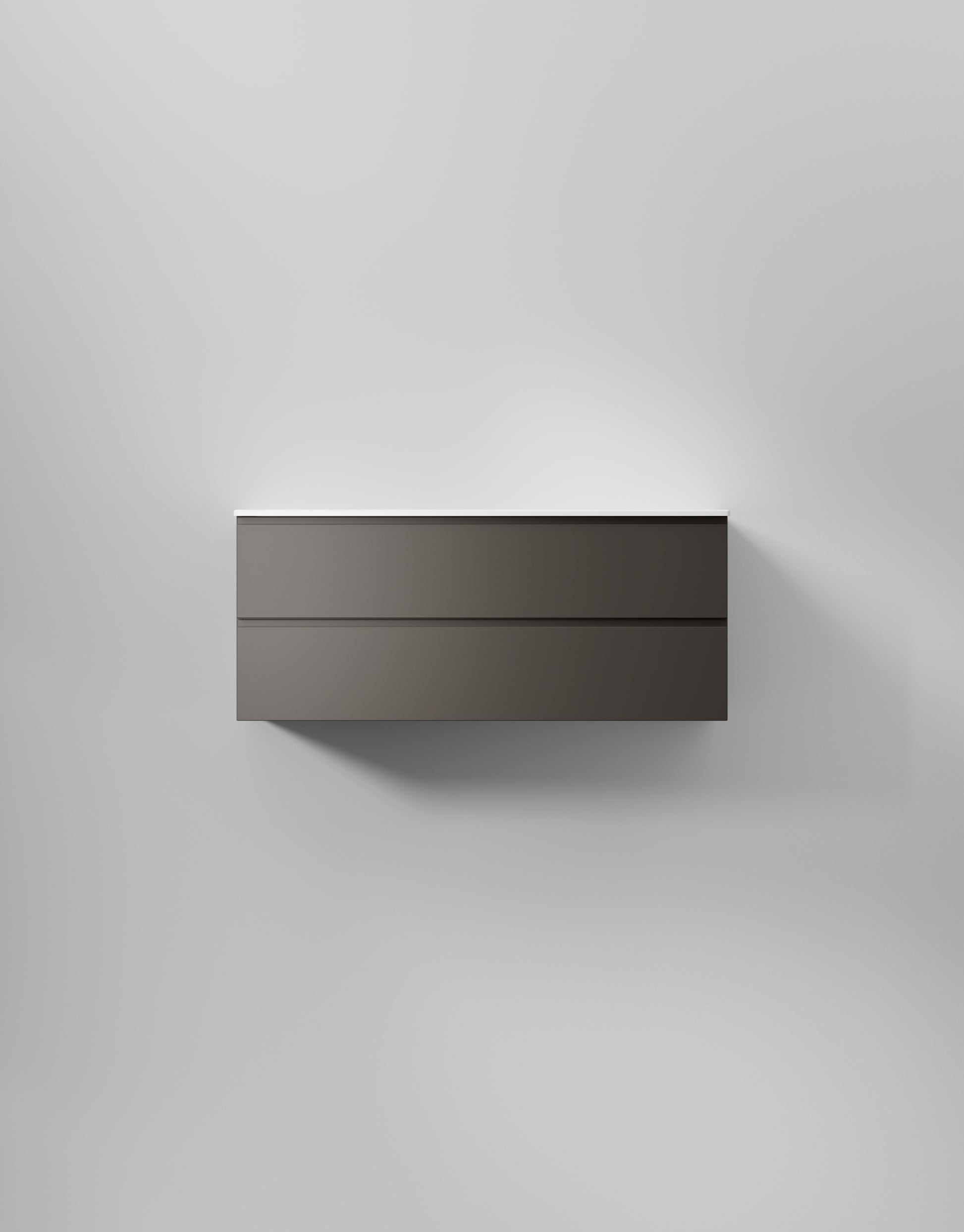 INR Kommod Core Grip 120 – Carbon Grey, 2 Lådor, visad med tvättställ Soft 120 (art.nr 378553; tvättställ säljs separat). Bild: INR
