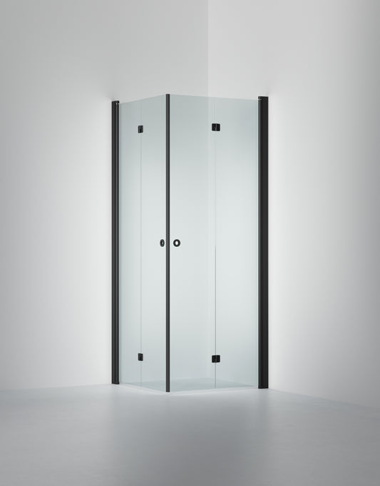 INR Duschhörna Linc Angel Flex – Clear, Matte Black, 700x700 mm (art.nr 512102177). Bild: INR