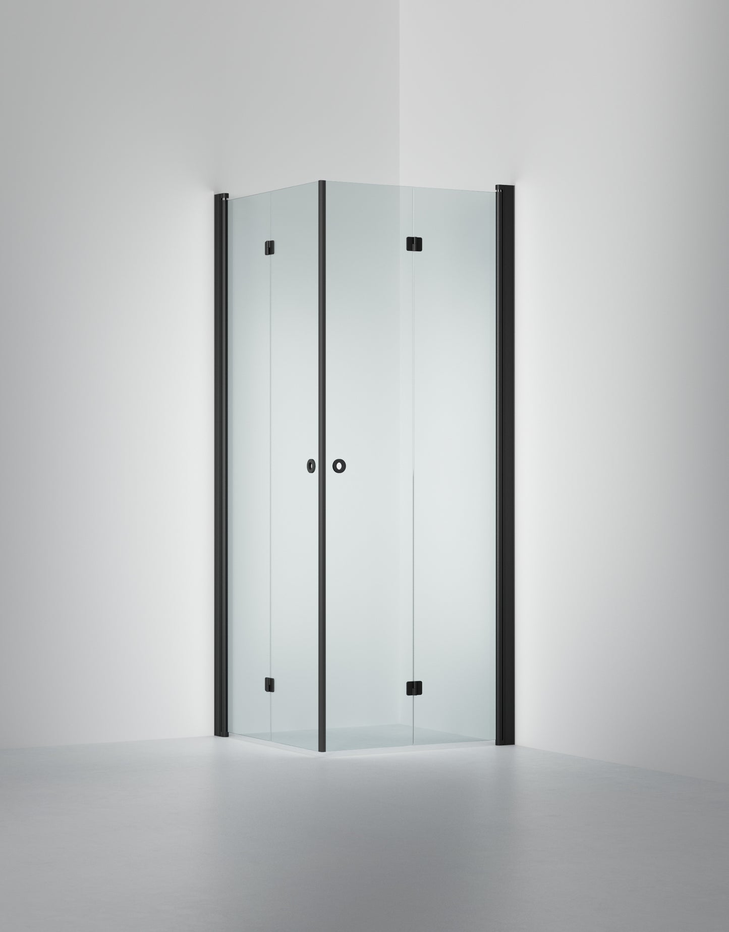INR Duschhörna Linc Angel Flex – Clear, Matte Black, 800x700 mm (art.nr 512102187). Bild: INR