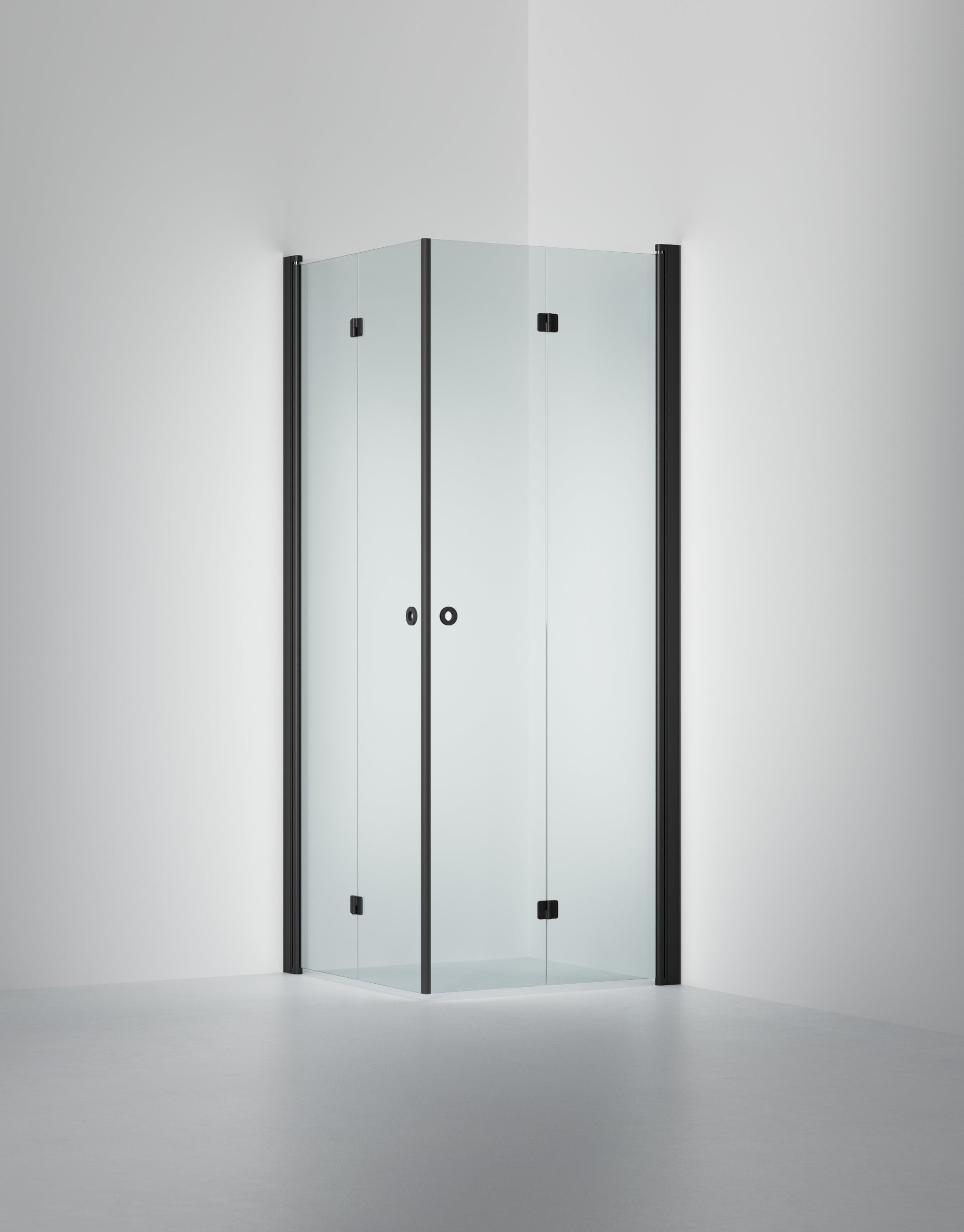 INR Duschhörna Linc Angel Flex – Clear, Matte Black, 900x800 mm (art.nr 512102198). Bild: INR