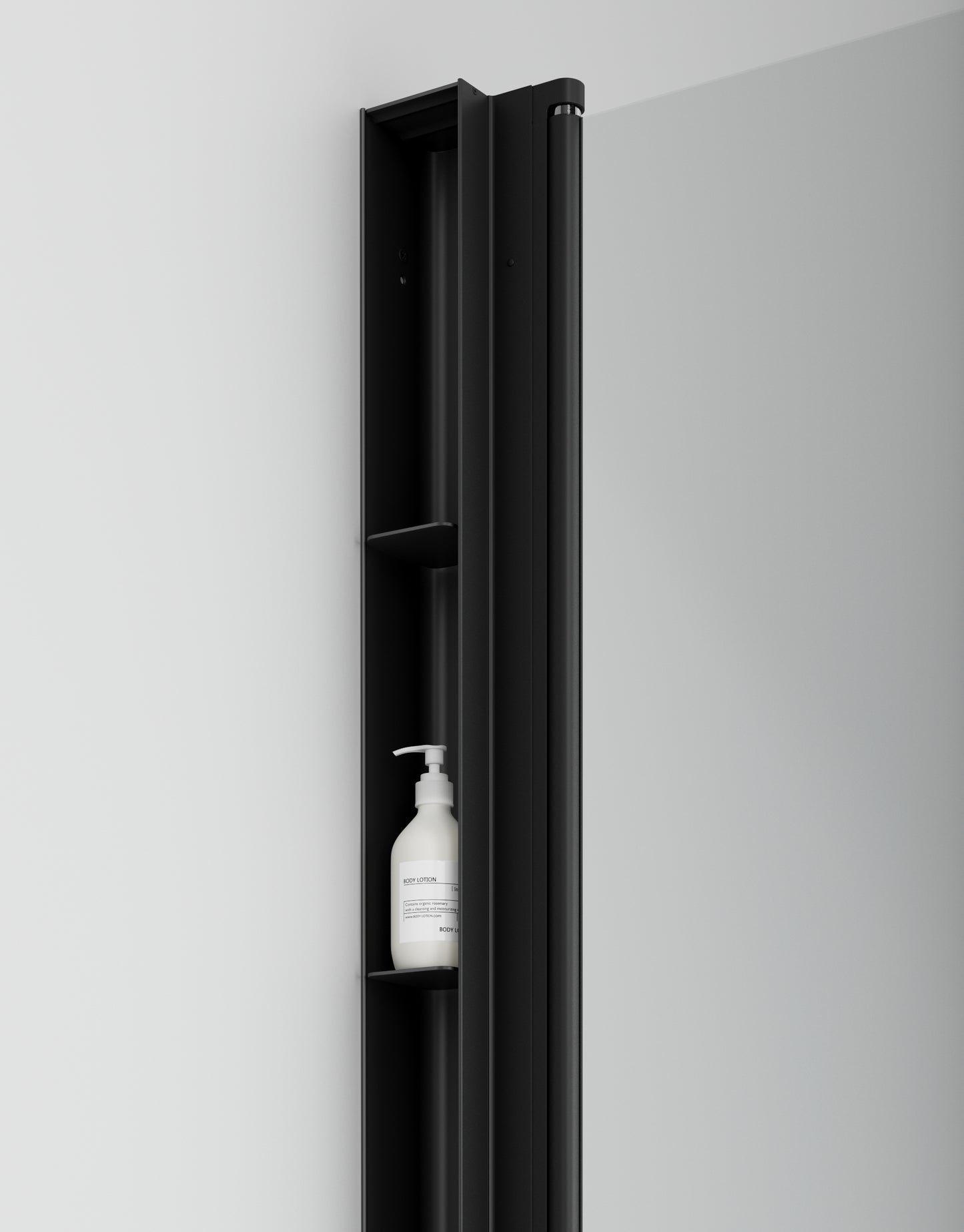 INR Duschförvaring Pile i Matte Black – Höjd 1400–2000 mm (art.nr 80001263). Bild: INR