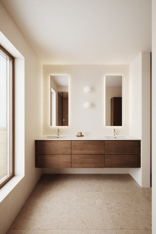 Exempel: Core Grip Unlimited i Natural Oak med tvättställ Smooth och spegel Plate – sammansatt av units. Bild: INR