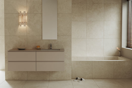 Granitkeramik Stenvide Linen – granitkeramik i badrum från INR