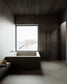 Inspiration: Handdukstork Line mot granitkeramik Alvaret Slate 60x120. Bild: INR